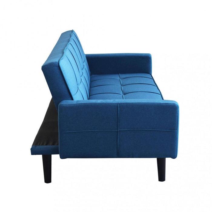 Divano Letto Anson 194x83x74 cm in Tessuto Blu melange