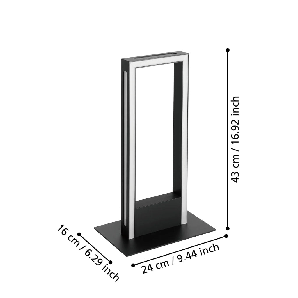 Lampada Da Tavolo Contemporanea Salvilanas-Z Alluminio Nero Led Integrato 16W