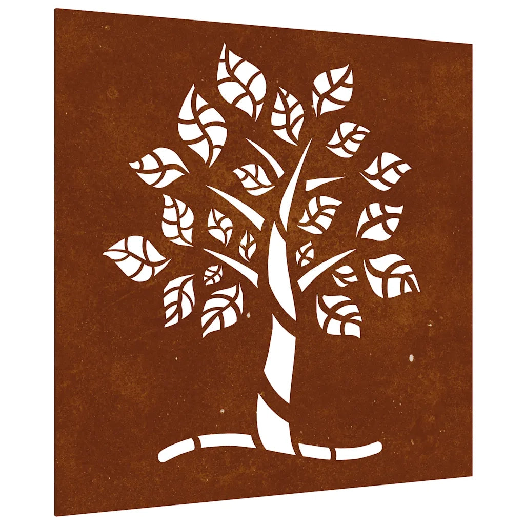 Decorazione Muro da Giardino 55x55 cm Albero in Acciaio Corten CFW9661912