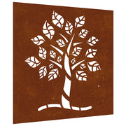 Decorazione Muro da Giardino 55x55 cm Albero in Acciaio Corten CFW9661912