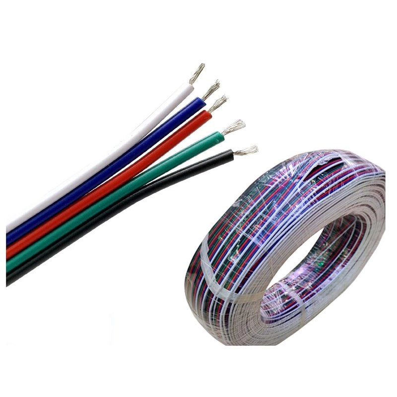 10 Metri Cavo Filo Elettrico Piattina Penta Polare 5X0,25 mmq Cavo di Prolunga Per Striscia Led RGBW