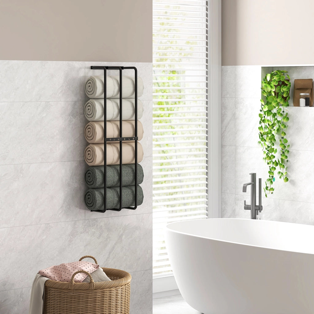 Portasciugamani a muro 3 barre ¨C Minimal ¨C metallo nero 21x12x74 cm