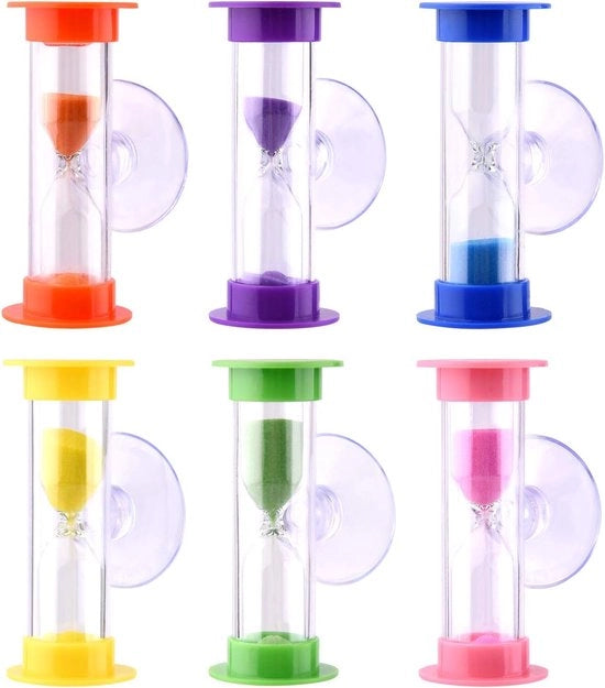 Timer per sabbia - Pulizia dentale e cottura - 6 pezzi - Diverse colori