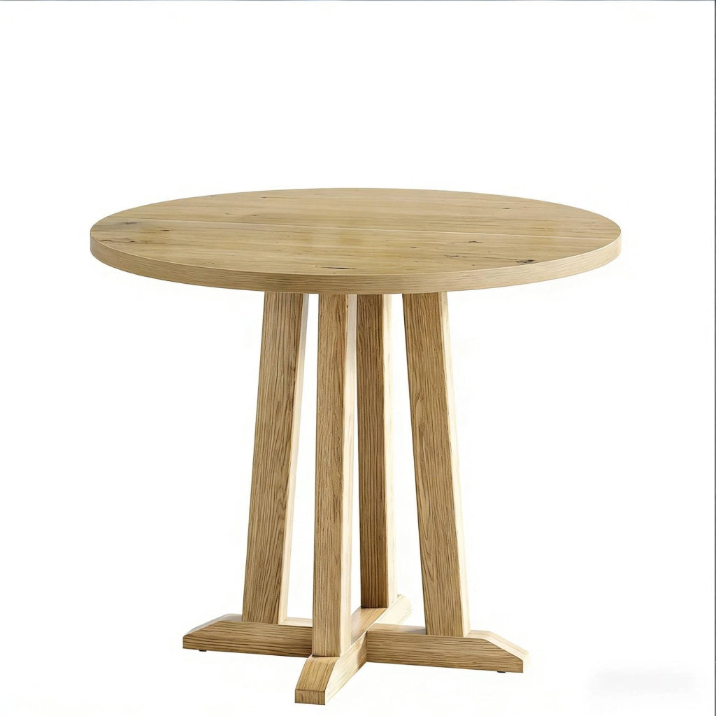 Tavolo da pranzo rotondo 80 cm in legno marrone, per 2-4 persone, salvaspazio