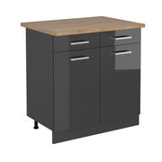 Vicco Mobiletto base per cucina Antracite lucido 80 cm , PL Rovere