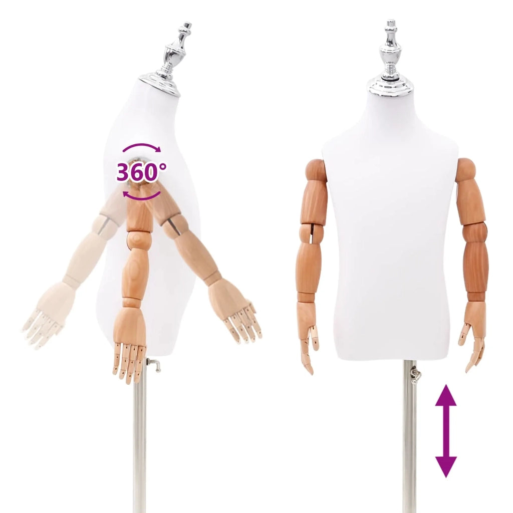 Manichino Regolabile 120-150 cm con Base Unisex PP Bianco 42041709