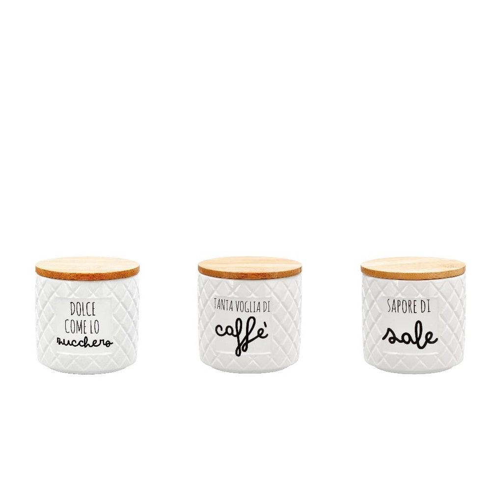 1 Pezzo Barattolo da Cucina in Ceramica Tappo in Legno 3 Decori