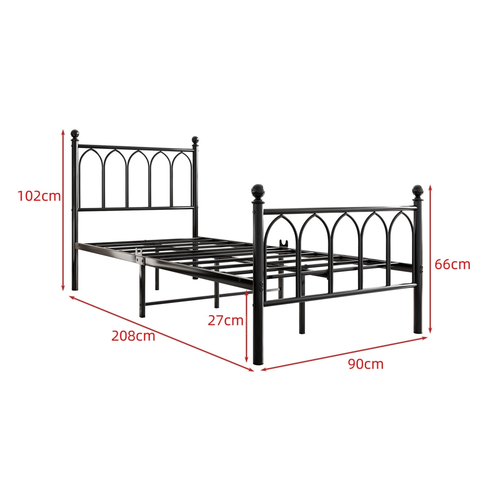Letto 90x200 cm con LED; USB; presa; spazio sotto letto; MDF e metallo; nero