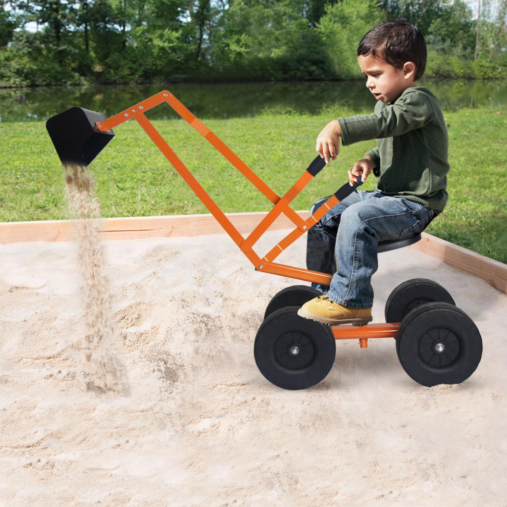 Ruspa giocattolo cavalcabile per bambini, Rscavatore di sabbia metallico per bambini con rotazione di 360¡ã 106x28x35cm