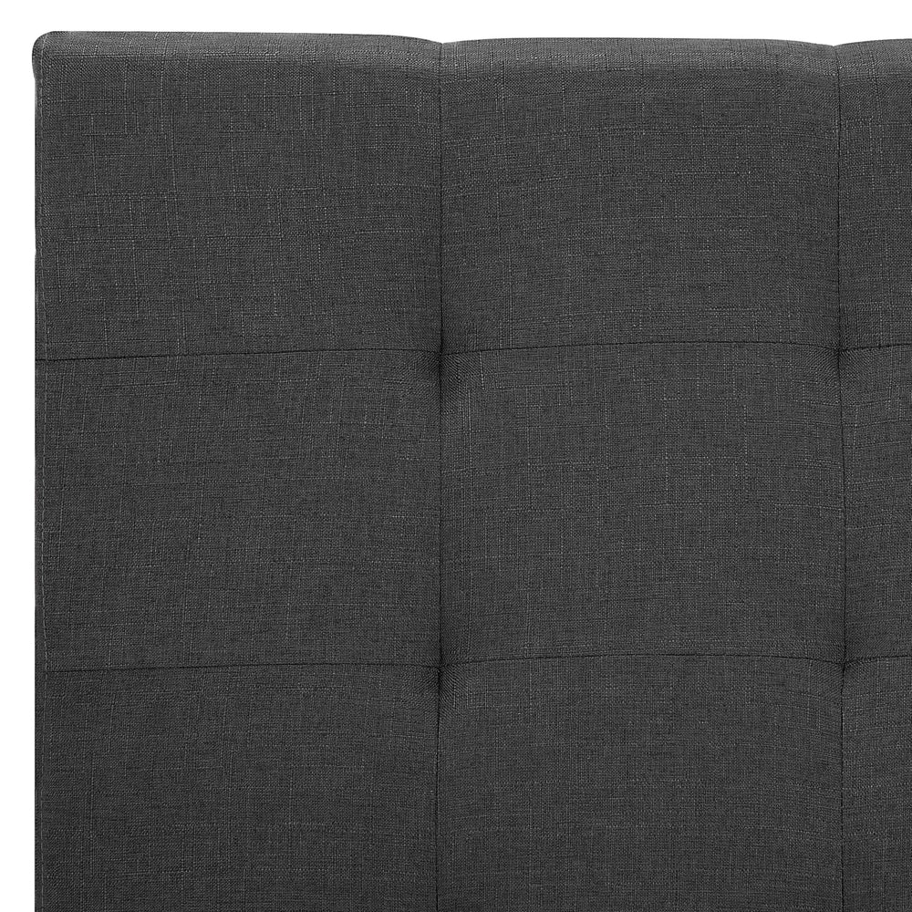 Letto imbottito tessuto grigio scuro rete a doghe testiera trapuntata 160 x 200 cm