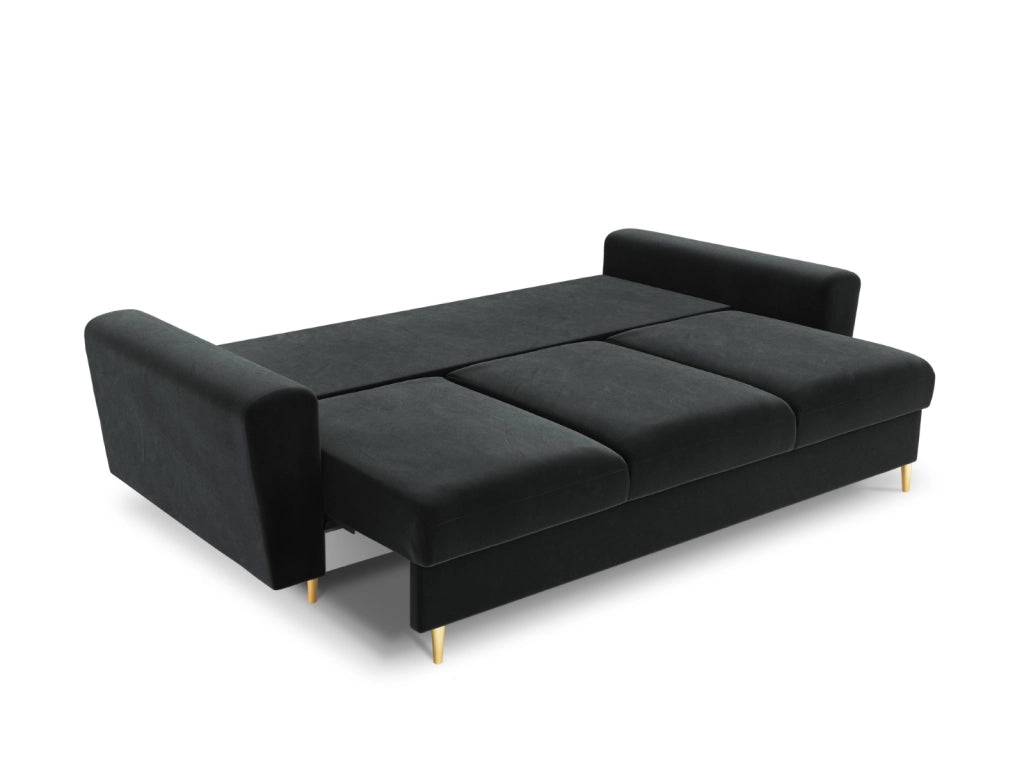 Cosmopolitan Design - Divano convertibile con contenitore "Kyoto" 3 posti in velluto grigio scuro 