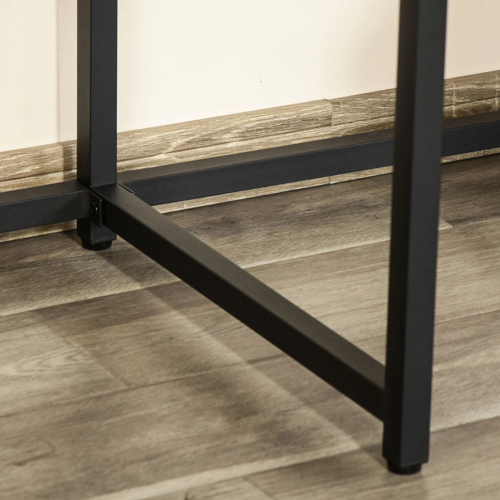 EasyComfort Scrivania Doppia con Scaffali e Mensola per Monitor in Stile Industriale, Scrivania con Libreria Salvaspazio per Ufficio e Studio in Metallo e MDF, 200x53x100cm, Nero Marrone