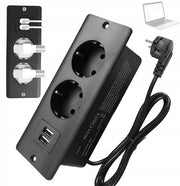 Stopcontatto a incasso 2-fuochi con porta USB e cavo da 1,5m