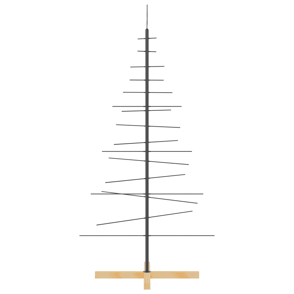 Albero di Natale in Metallo con Base in Legno Nero 150 cm 359604