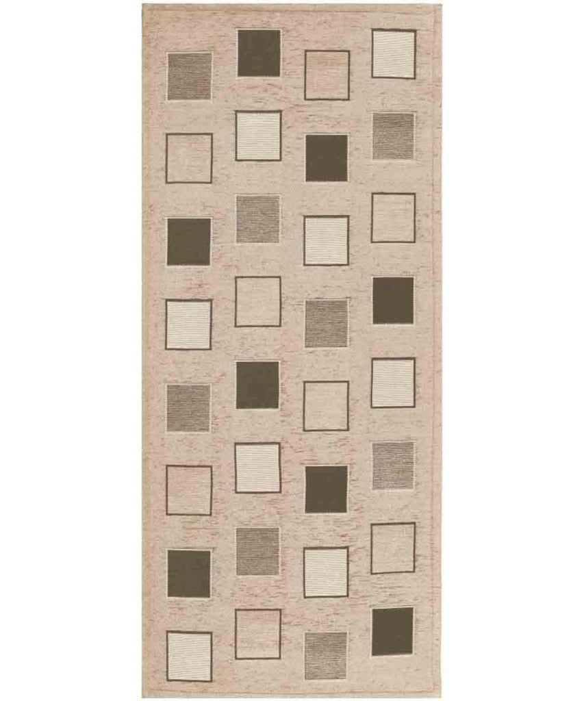 Tappeto moderno SQUARE TORTORA geometrico a quadri, passatoia cucina multiuso lavabile in lavatrice e anti-scivolo cm.55x190
