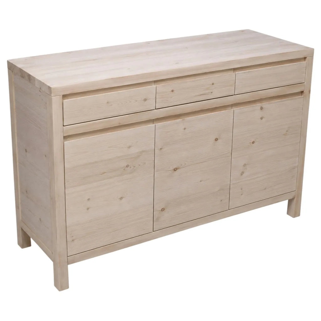 Credenza 3 porte 3 cassetti legno massello di abete grezzo 150x50x95 (3321) - Mobili 2G