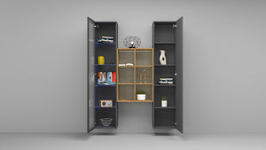 Parete Attrezzata Soggiorno 140x30x180 cm Maruska n°16 Grigio Antracite Opaco