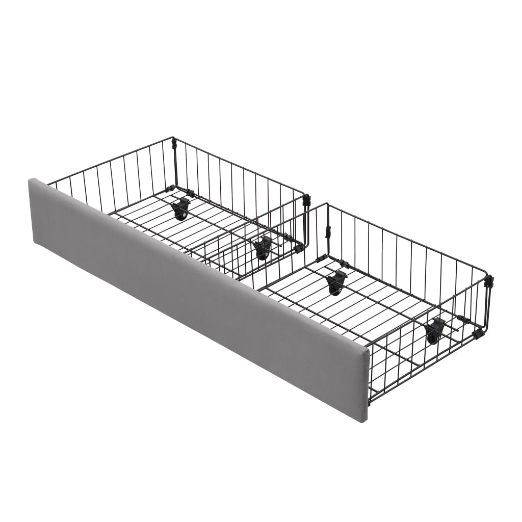 OKWISH Letto contenitore 140×200 cm, Letto Matrimoniale con Testiera Regolabile, Vano contenitore e Cassetto, senza Materasso, in Velluto, Grigio
