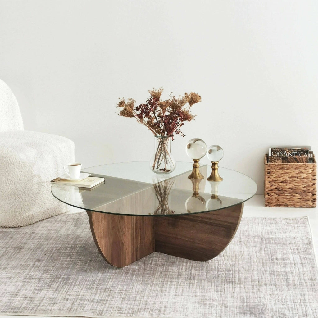 Jolanda, Tavolino da Salotto Portariviste, 90x90x30h cm Marrone Noce