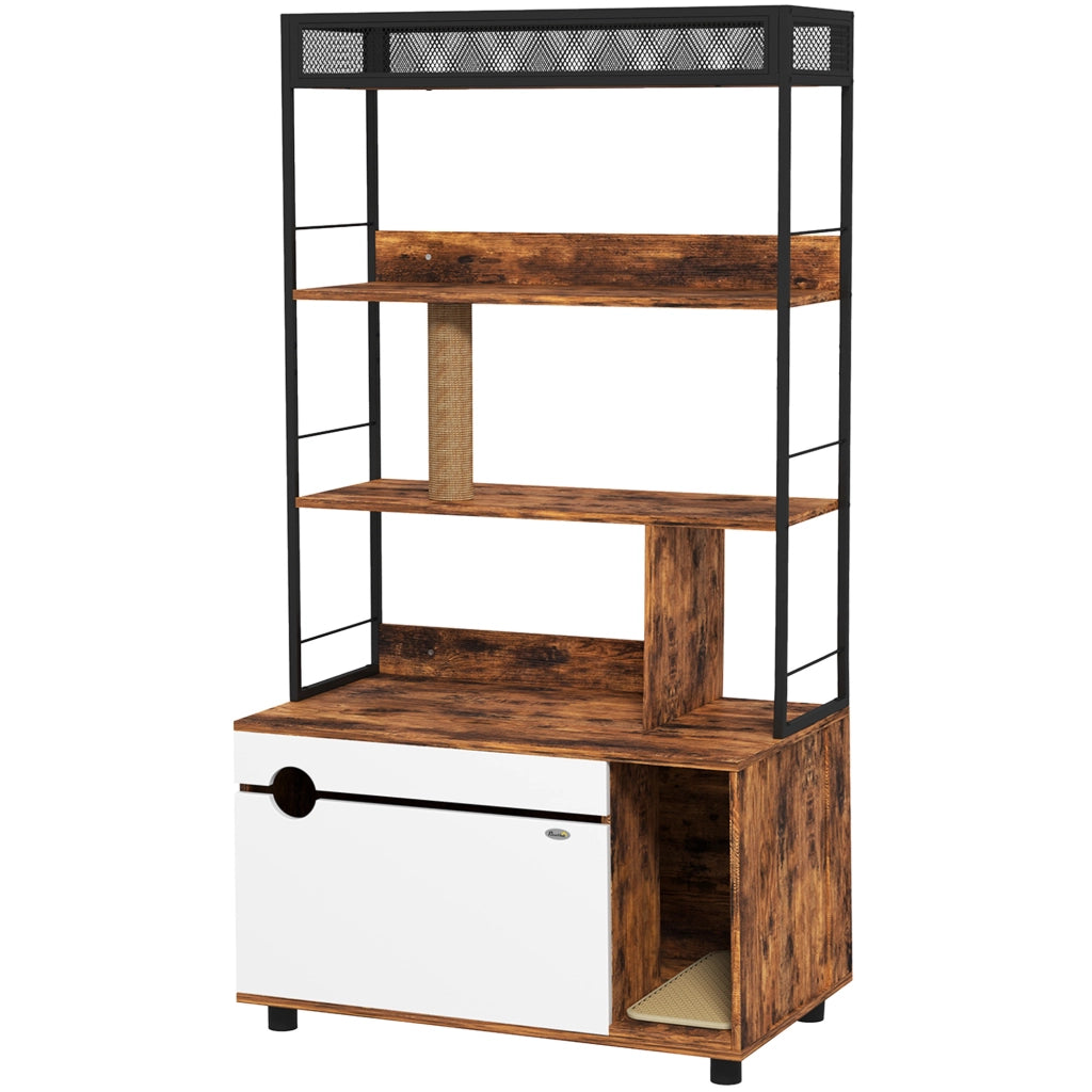 Libreria per gatti con tiragraffi e 3 livelli ¨C zephmum ¨C marrone 80x48x152 cm