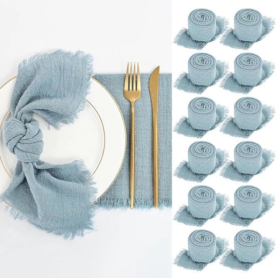 Set di assorbenti per tavolo con frange, 12 pezzi, 40 x 40 cm, assorbenti delicati in cotone con frange, assorbenti in tessuto, tovaglie decorative per tavolo (stoffato blu)