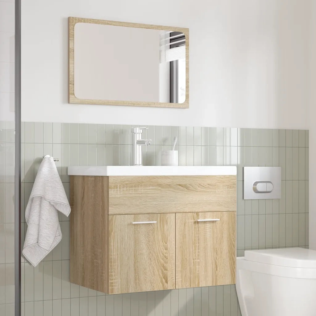 vidaXL Set Mobili da Bagno 3 pz Rovere Sonoma in Legno Multistrato