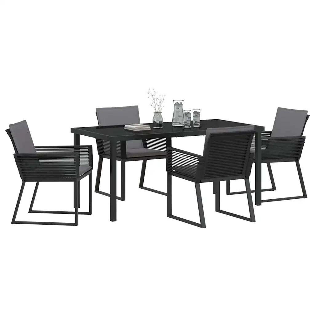 Set da Pranzo per Giardino 5 pcs Nero