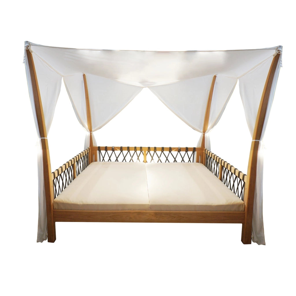 Divano da giardino con baldacchino ombreggiante in legno di teak - MILENA