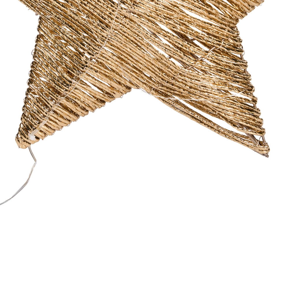Set di 2 decorazioni natalizie a LED appese luci natalizie a forma di stella luci natalizie in metallo dorato