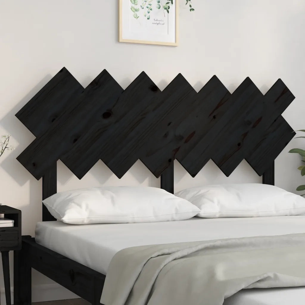 Testiera | Testata per Letto Nera 141x3x80,5 cm in Legno Massello di Pino