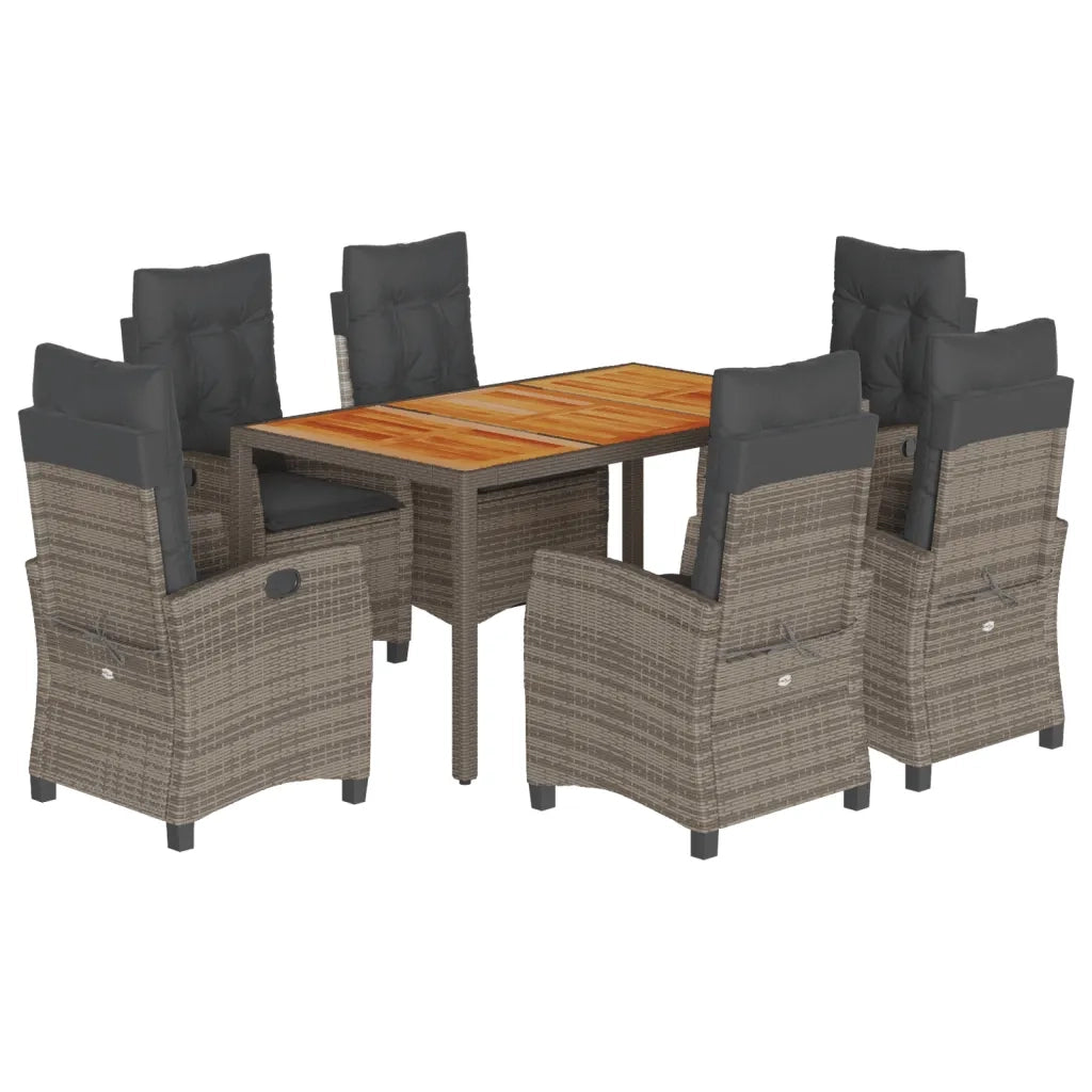 Set da Pranzo da Giardino 7 pz con Cuscini in Polyrattan Grigio 3212675