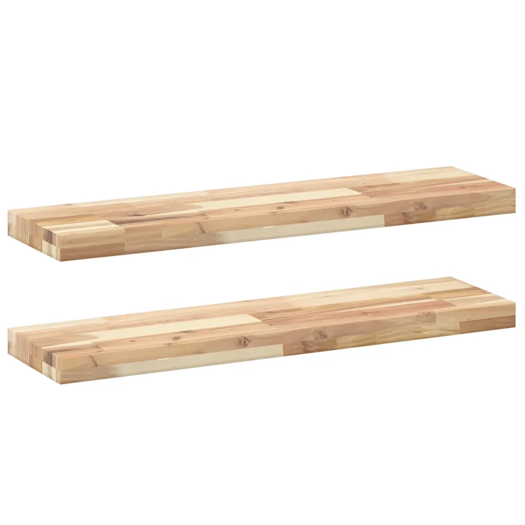 vidaXL Mensole da Parete 2 pz 100x20x4 cm Legno Acacia Non Trattato