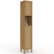 IDMarket - Mobile a colonna da bagno HANAE a 2 ante e 1 nicchia, effetto naturale intrecciato