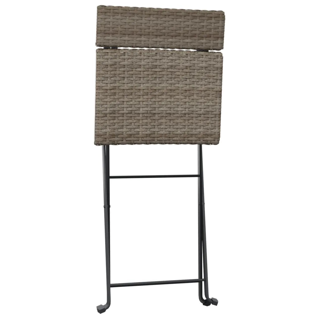 Set Pieghevole da Bistr¨° 3 pz | Set Salotto da Giardino Grigio in Polyrattan