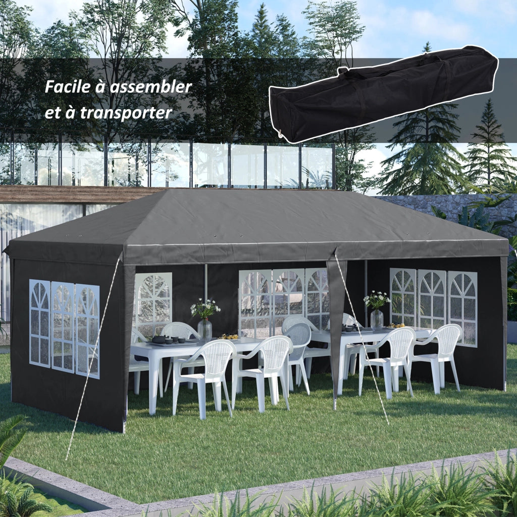 Tonnelle Pop-Up Pieghevole ¨C Zephmum ¨C 3x6m Grigio Antracite 3 Lati Smontabili