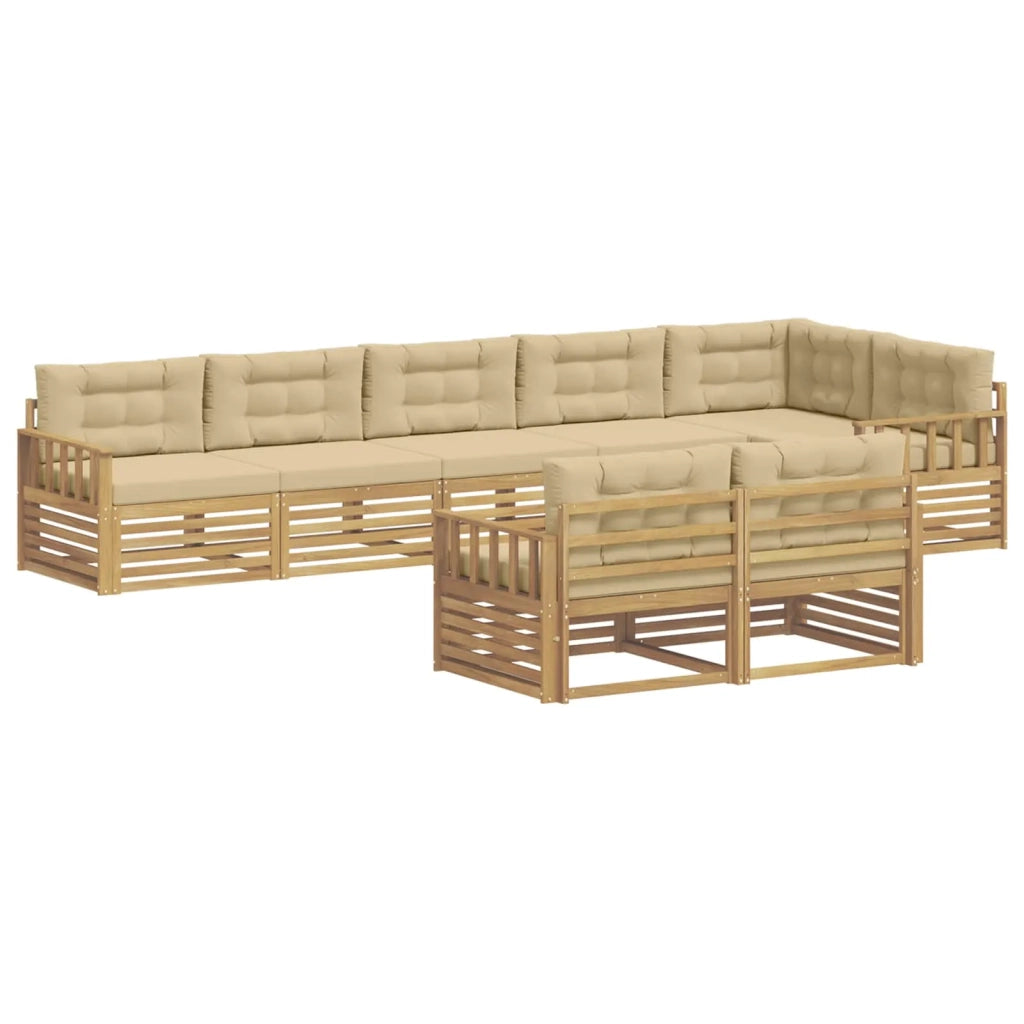 Set di divani da esterno 8 pz Bianco e Beige Poliestere 3390678