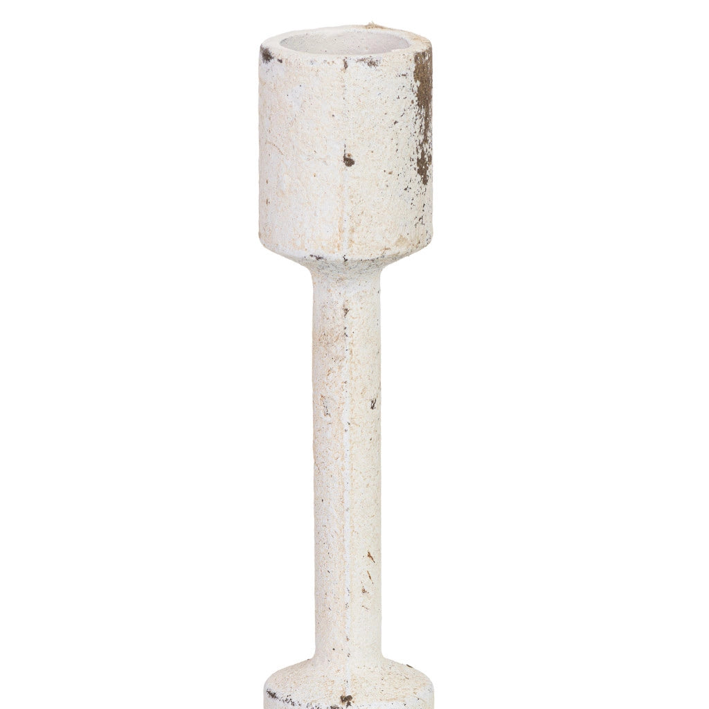 Candelabro in metallo bianco, 8,5x8,5x23 cm (altezza)