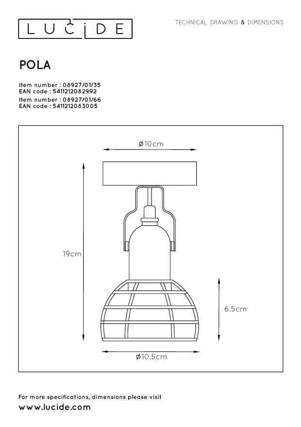 Applique Lucide Paulien metallo rosa/nero E27 60W IP20