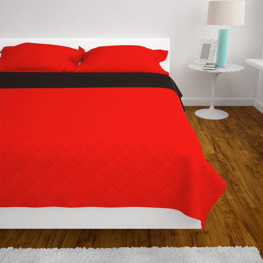 Copriletto Double-Face Trapuntato Rosso e Nero 230x260 cm 131554