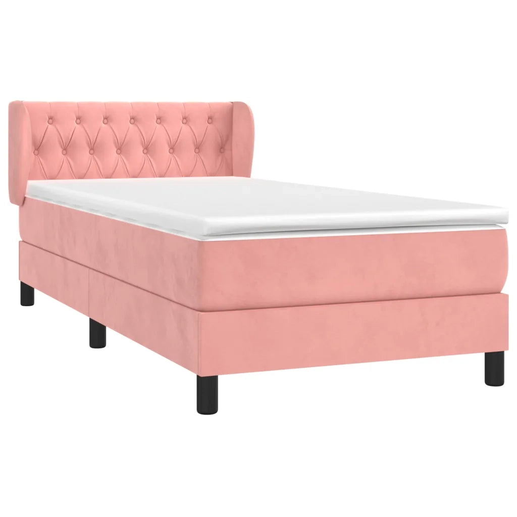 Giroletto a Molle con Materasso Rosa 90x200 cm in Velluto