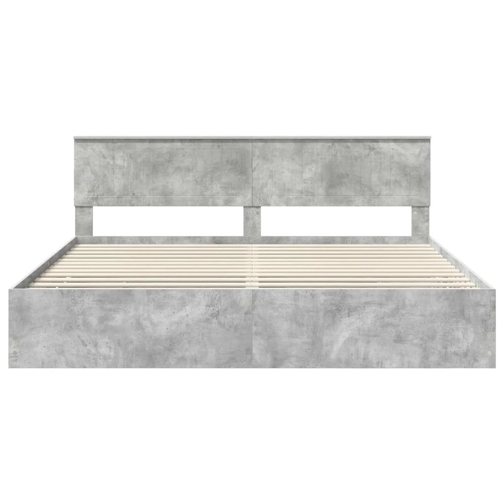 Letto matrimoniale | Letto per adulti | Struttura del letto con cassetto Grigio cemento 200 x 200 cm