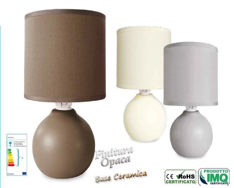 Lampada da Tavolo con base in Ceramica Tinta Unita Opaca 26 cm 3 Colori