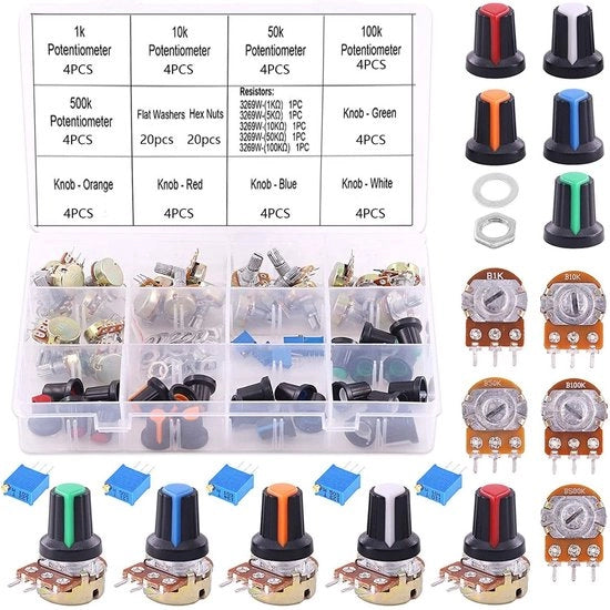 Kit di potenziometro variabile 25 pezzi - Ideale per progetti di elettronica - Kit di regolazione 3296W - Per appassionati e professionisti