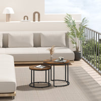 Set di 2 tavolini rotondi Valora | Piano rustico con gambe nere