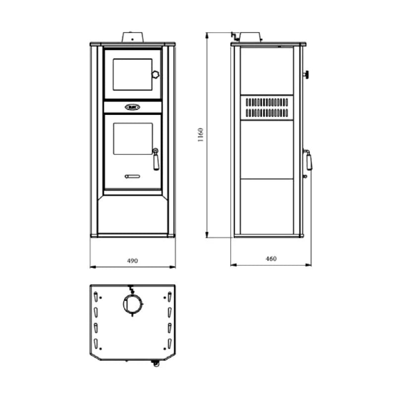 Stufa a Legna con Forno Lucrezia 12–13 kW Beige in Acciaio con Portalegna