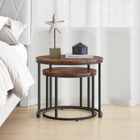 Set di 2 tavolini rotondi Valora | Piano rustico con gambe nere