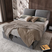 LETTO Contenitore Idraulico 140x190 cm Velluto Grigio con 3 cassetti