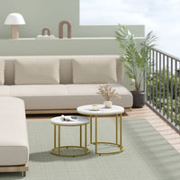 Set di tavolini rotondi VALORA - Piano in marmo con gambe dorate x2