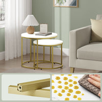 Set di tavolini rotondi VALORA - Piano in marmo con gambe dorate x2