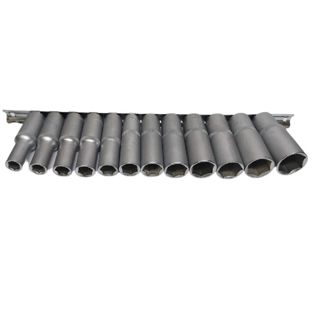 Trade Shop - Set Di Chiavi Bussola Lunghe Da 1/2 Chrome Vanadium 10 A 24 Mm 12 Pezzi Mr70253 -
